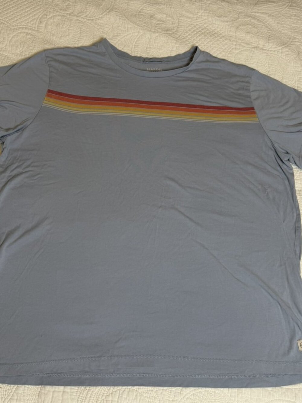 Marine Layer XL Blue Retro Stripe T Shirt Short Sleeve Crewneck Spring 2022